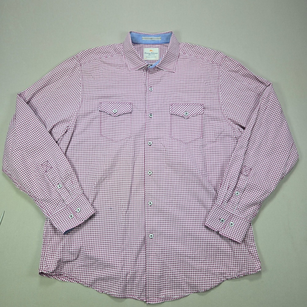 Tommy Bahama Jeans Mens L G Plaid Button Up Shirt‎ Island Modern Fit Cotton
